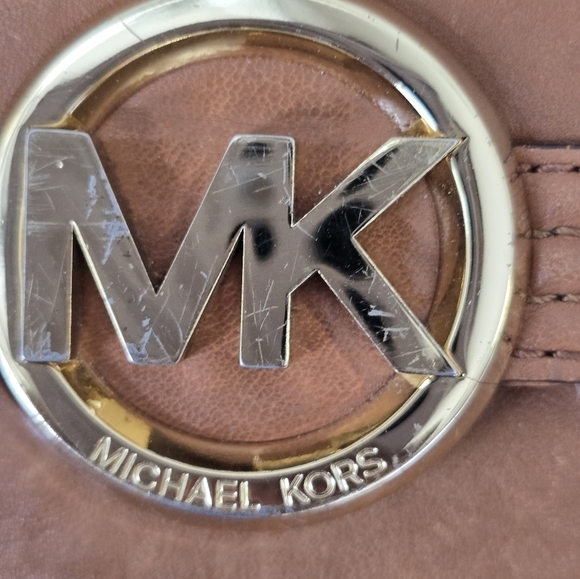 Michael Kors Fulton Brown Leather Crossbody Bag Leather Gold Chain Strap Dustbag - Picture 5 of 16